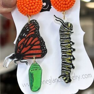 Butterfly and Caterpillar Earrings